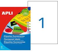 APLI Étiquettes vertes fluo 210 x 297 mm – Laser – 20 unités