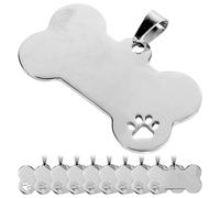 Étiquettes Vierges pour Chiens Forme Os 10 Pièces en Métal Argenté | Plaques à Graver, Finition Polie Solide, Lot de Dix, pour Chat et Chien, Personnalisation Simple