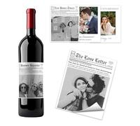 Étiquettes Vin Personnalisées UIDMEN Imperméables, Texte/Logo/Image Mariage Anniversaire, Style Journal, Save the Date Déco, 9.5x13.3 cm