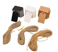 Étiquettes volantes Kraft avec ficelle, écriture recto-verso | Étiquettes for bricolage, décoration d'emballage cadeau de fête de Noël(500PCS-(Black))