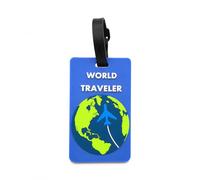 Étiqute Bagage en Silicone, À, Globe Bleu 11x7 (32g) | Surface icriptible, Marqueur bagage, Séjrs à l'étranger, Pr aventuriers
