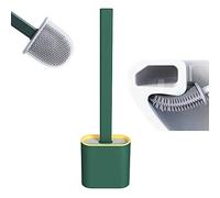 Etitulaire Brosse WC Silicone Révolutionnaire,Brosse de Toilette en Silicone à Tête Plate avec Poignée Longue Antidérapante pour Toilette De Salle De Bain (Vert)