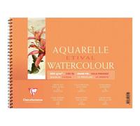 Clairefontaine 96070C Album Spiralé Etival - 12 Feuilles Papier Aquarelle Blanc 100% Cellulose Grain Fin Qualité Étude 18x24 cm 300g