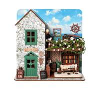 ETKVR Book Nook Kit pour Adultes,Kit Maison en Miniature, Puzzle 3D Bois | Librairie Irish Cliff Booknook Maquette Maison de Poupée a Construire, Bibliothèque Décoration avec lumière LED, 496 pièces