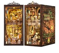 ETKVR DIY Book Nook Kit, Maison de Poupées Miniatures en Bois,Maisons a Construire avec Meubles et lumière LED, Booknook Miniature House Cadeau de Bricolage pour Adultes - Bibliothèque Merveilleuse