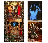 ETKVR DIY Book Nook Kit, Maison de Poupées Miniatures en Bois,Maisons a Construire avec Meubles et lumière LED, Booknook Miniature House Cadeau de Bricolage pour Adultes - Maison hantée effrayante