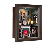 ETKVR Kit Book Nook, Cadre Photo en Forme de Coin à Livres, Kit Miniature de Maison de Poupée à Fixer au Mur, Insert pour étagère, Puzzle 3D en Bois à Monter Soi-Même pour Décorer Une étagère