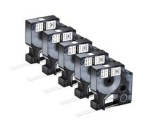 ETkzql 3 4 5 10 Pack12mm Ruban Polyester Noir Compatible avec Les Fournitures d'imprimante Compatible avec la référence 18482 18483 18484 Fonctionne avec 450 Duo(5PK Black on White)