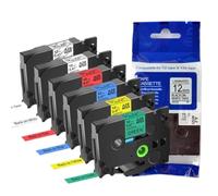 ETkzql Ensemble combiné de Bandes d'étiquettes laminées 6PK12mm, Compatible avec Les Fournitures d'imprimante TZe-131 231 431 531 631 731