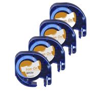 ETkzql Étiquettes thermocollantes en Tissu 12mm, Paquet de 3 à 10, étiquette Noire sur Blanche, Compatible avec Le Fabricant A18771 A18768 Plus LT100H(4PK Black on White)