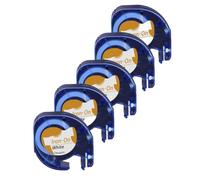 ETkzql Étiquettes thermocollantes en Tissu 12mm, Paquet de 3 à 10, étiquette Noire sur Blanche, Compatible avec Le Fabricant A18771 A18768 Plus LT100H(5PK Black on White)