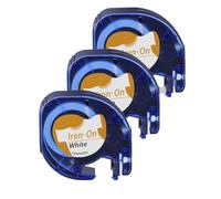 ETkzql Étiquettes thermocollantes en Tissu 12mm, Paquet de 3 à 10, étiquette Noire sur Blanche, Compatible avec Le Fabricant A18771 A18768 Plus LT100H(3PK Black on White)