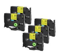 ETkzql Ruban adhésif laminé Acrylique, 3 à 10 pièces, Compatible avec TZ TZe S231 S131 S631, Ruban d'étiquettes de 12mm Compatible avec Fabricant PT 1010(5PK Black on Yellow)