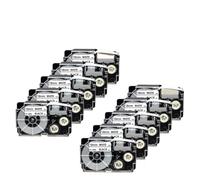 ETkzql Ruban d'étiquettes 18mm 5PK ou 10PK Couleurs mélangées Compatible avec l'imprimante XR-18WE Convient au Fabricant d'étiquettes CW-L300 KL-120 KL-430 KL-750(10PK Black on White)