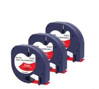 ETkzql Ruban d'étiquettes 3PK 12mm Compatible avec LT 91201 91200 12267 91202 91203 91204 91205, Compatible avec Les Fournitures d'imprimante(Black on Red)