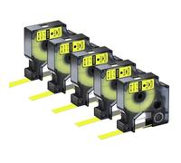 ETkzql Ruban d'étiquettes A45018 Noir sur Jaune, 12mm, Compatible avec D1 45018 45808 LabelManager 300 350 350D 360D 5 10 pièces(5PK)
