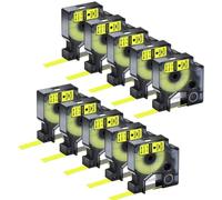 ETkzql Ruban d'étiquettes A45018 Noir sur Jaune, 12mm, Compatible avec D1 45018 45808 LabelManager 300 350 350D 360D 5 10 pièces(10PK)