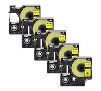 ETkzql Ruban d'étiquettes en Nylon Flexible, Noir sur Blanc, 12mm, 5 pièces, Compatible avec Les Fournitures d'imprimante Compatible avec numéro de pièce 18488 18489(5PK Nylon Yellow)