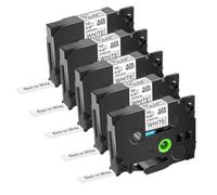 ETkzql Ruban d'étiquettes laminé Multicolore 12mm, 5 pièces, Compatible avec Tze 231 431 531 631 731 Compatible avec imprimante PTD410 PTD460BT(5PK Black on White)