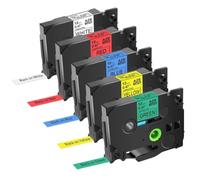 ETkzql Ruban d'étiquettes laminé Multicolore 12mm, 5 pièces, Compatible avec Tze 231 431 531 631 731 Compatible avec imprimante PTD410 PTD460BT(5PK Mixed Color)
