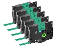ETkzql Ruban d'étiquettes laminé Multicolore 12mm, 5 pièces, Compatible avec Tze 231 431 531 631 731 Compatible avec imprimante PTD410 PTD460BT(5PK Black on Green)