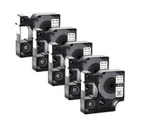 ETkzql Ruban en Nylon Flexible, 3 à 10 pièces, A18488, 12mm, étiquette Noir sur Blanc, Compatible avec l'imprimante 4200 5200, Remplacement Compatible avec Ruban 18489 18490(5PK Black on White)