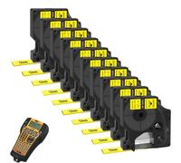 ETkzql Tube thermorétractable 12mm, Ruban d'étiquettes Noir sur Blanc, 10 pièces 18055 Compatible avec 1000 3000 4200 5000 5200 6000 Fabricant d'étiquettes(Black on Yellow)