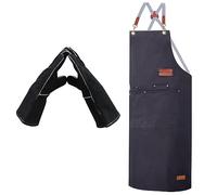 ETLEE Tablier de Cuisine et Barbecue Réglable avec Poches Pratiques et Gants Résistants à la Chaleur - Ensemble Idéal pour la Cuisine - Noir