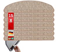 etm Alto Lot de 15 tapis d'escalier d'origine, 20 couleurs et 20 modèles au choix (semi-circulaire, 65 x 23,5 cm, beige)