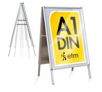 ETM Butoir client DIN A1 - Grande vente pour 2 affiches avec cadre en aluminium de 25 mm - Avec film de protection - Support d'affiche résistant aux intempéries - Panneau publicitaire