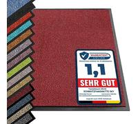 etm | Paillasson, Tapis d'entrée | Antidérapant, Couleur Unique | Produit de qualité | Tapis d'entrée Lavable | Rouge-Noir, 90 cm x 150 cm