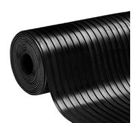 etm - Revêtement de Sol en Caoutchouc antidérapant - Tapis de Sol Usage Industriel - Protection amortissante Contre Les Chocs et l'usure pour Zones de Chargement - Breit gerippt, Noir 120x100 cm, 3mm