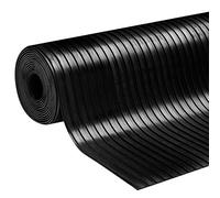 etm - Revêtement de Sol en Caoutchouc antidérapant - Tapis de Sol Usage Industriel - Protection amortissante Contre Les Chocs et l'usure pour Zones de Chargement - Breit gerippt, Noir 100x400 cm, 3mm