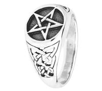 etNox hard and heavy Pentagram Unisexe Bague couleur argent M Acier inoxydable