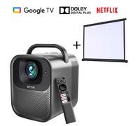ETOE Seal Pro Projecteur LCD 1000 ANSI, 1080p natif, certifié Dolby Audio, mise au point automatique, avec écran de projection 4:3 de 50 pouces - [certifié Netflix et Google TV]