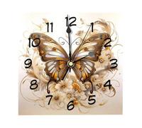 etoenbrc Horloge murale carrée de 20,3 cm, silencieuse, sans tic-tac, horloge papillon à piles, horloge en bois décorative pour cuisine, salon, chambre à coucher, bureau