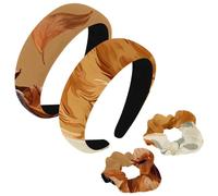 etoenbrc Lot de 2 bandeaux larges et chouchous en polyester pour femme, motif fleurs Golden Retriever, serre-tête tendance antidérapant pour filles et femmes, accessoires de cheveux