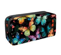 etoenbrc Trousse à crayons avec motif papillon coloré J avec fermeture éclair, trousse étanche pour fournitures de bureau, organisateur de papeterie pour adolescents, filles, adultes, étudiants,