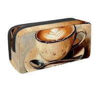 etoenbrc Trousse à crayons « Enjoy Coffee Time » - Avec fermeture éclair - Étanche - Fournitures de bureau - Organiseur de papeterie pour adolescents, filles, adultes, étudiants, multicolore, Taille