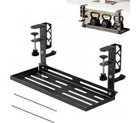 ETOFIXEE Goulotte de câble de bureau avec support pour casque et support pour ordinateur portable, gestion des câbles sous celui-ci, organiseur de câbles en acier pour bureau, maison