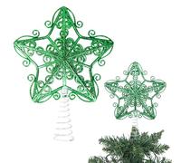 Étoile à Paillettes incassable pour décoration de Sapin de Noël, Couronne de Sapin de Noël, 14,5 cm, Vert foncé