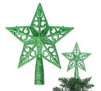 Étoile à Paillettes incassable pour décoration de Sapin de Noël, Couronne de Sapin de Noël, 14,5 cm, Vert foncé