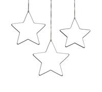 Étoile à suspendre avec ruban de jute - set de 3 - 41/34/24 cm - couleur : noir