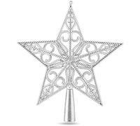 Étoile argentée cime de sapin de Noël pointe d'arbre ornement à piquer pour sapin épicéa cime de sapin de Noël arbre de Noël Noël (Ornement-Étoile-Argenté)