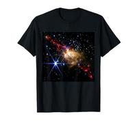 Étoile Bleue Brillante et nébuleuse Rouge dans l'espace Cosmique T-Shirt