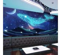 Étoile Cubique Baleine De Lune Créative 3D Papier Peint Premium Texturé Soie Bureau Salle à Manger Salon Chambre Coucher Canapé TV Mur-150cm×105cm