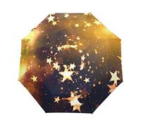 Étoile D’Or Parapluie Pliant Ouverture et Fermeture Automatique Protection UV Parapluies Pliant Coupe-Vent Ultra-léger pour Voyager Plage Femmes Enfants Fille
