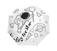 Étoile De Chasse D’Astronaute D’Art Blanc Parapluie Pliable Pliant à Ouverture Automatique Parapluies Pliant Coupe-Vent pour Voyager Plage Femmes Enfants Homme Fille