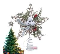 Étoile de Cime de Sapin de Noël,Décoration de Noël pour la Maison | Étoile de Sapin Charmante avec Clochette pour Fêtes, Bureau, Vitrine, Vacances, Cadeau