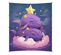 ÉToile De Dauphin Dessin Animé Mignon Doodle Tente de Plage Abri Solaire pour Camping,Installation Facile,Portable avec Sacs de Sable pour Pêche Pique-Nique Plein Air